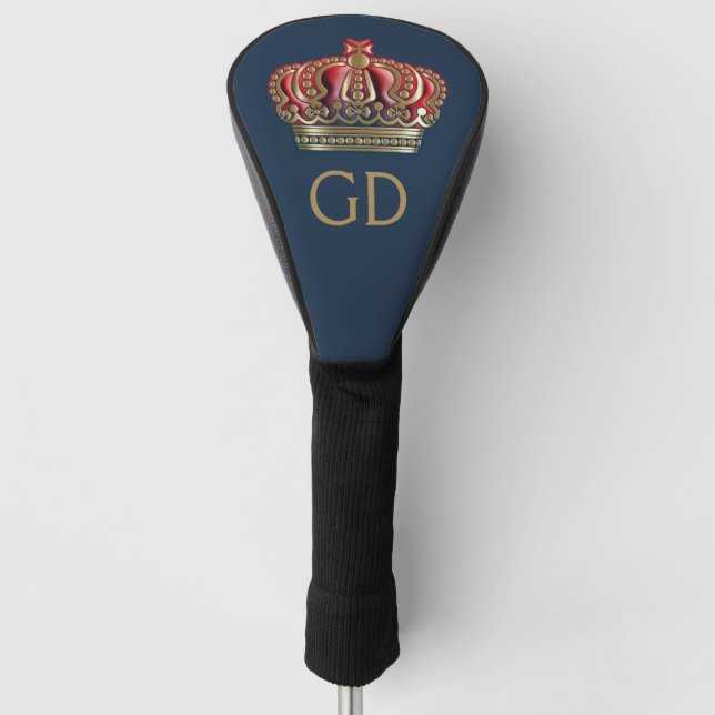 Royal Cross Crown - Gold Blue Red Golf Head Cover (Front)