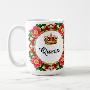 Royal Crown Frame With Diamonds And Floral Border Coffee Mug