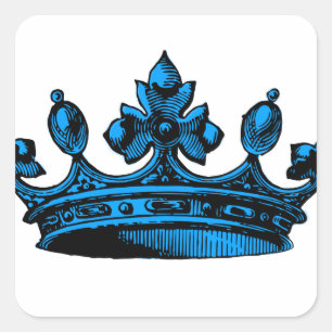 Royal Crown in light blue Prince, Princess, King, Square Sticker