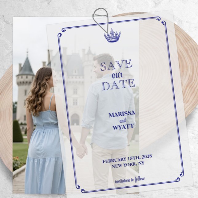 Royal Crown Mediaeval Fantasy Wedding Save the Dat Vellum Invitations (Creator Uploaded)