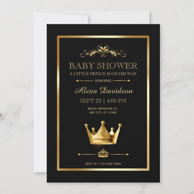 Royal Crown Prince Baby Shower Invitation (Front)