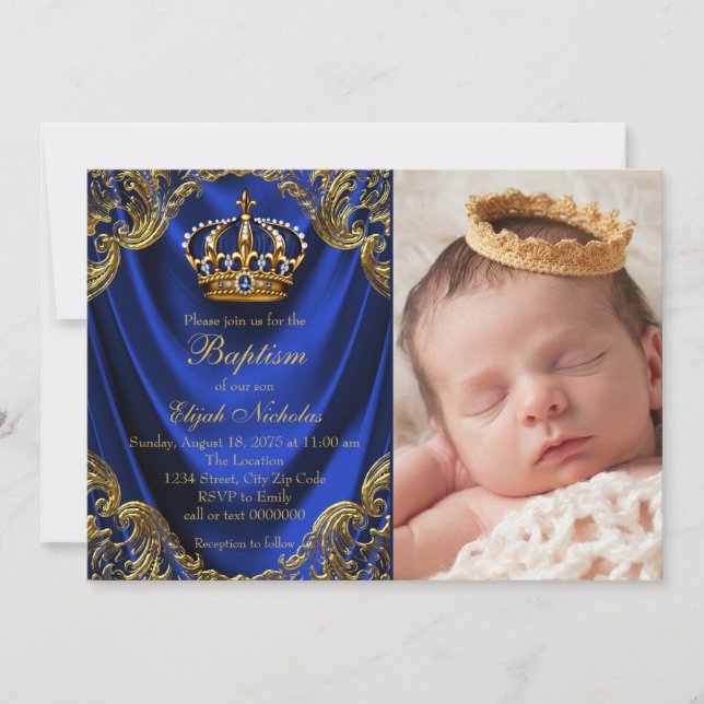 Royal Crown Prince Baptism Invitations (Front)
