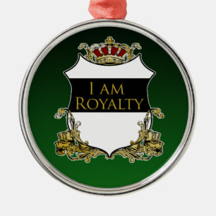 Royal Crown Shield Black Green Gradient Luxe Metal Ornament