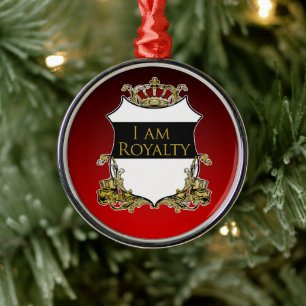 Royal Crown Shield Black Red Gradient Luxe Metal Ornament