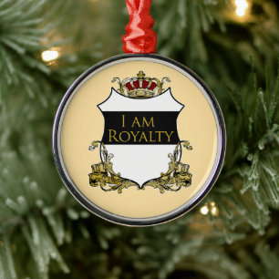 Royal Crown Shield Cream Yellow Luxe Metal Ornament