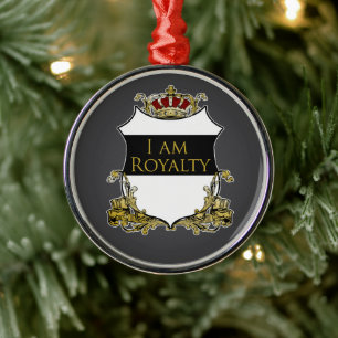 Royal Crown Shield Dark Gray Luxury Metal Ornament