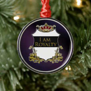 Royal Crown Shield Purple Black Gradient Luxe Metal Ornament