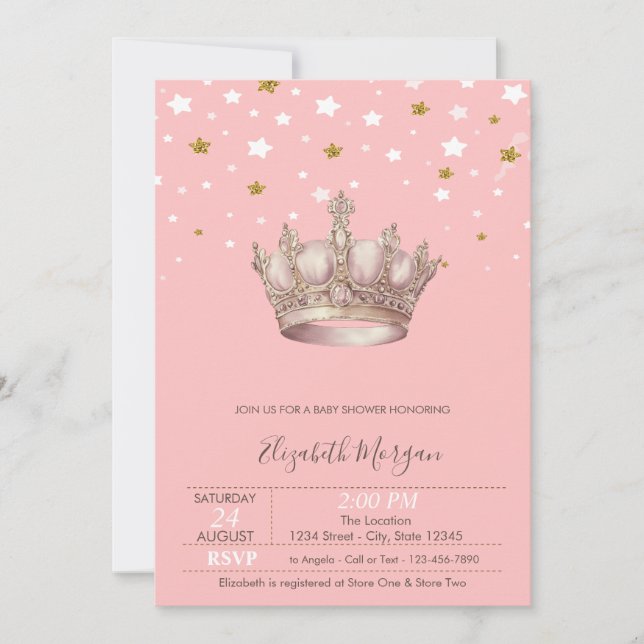 Royal Crown Stars Baby Shower Invitation (Front)