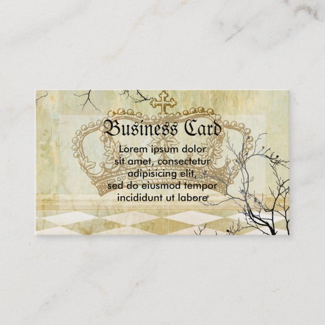 Royal Crown with Branches Business Card (Front)