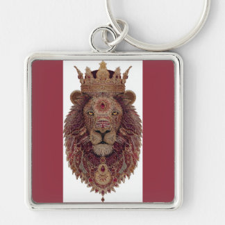 Royal crowned lion art key ring