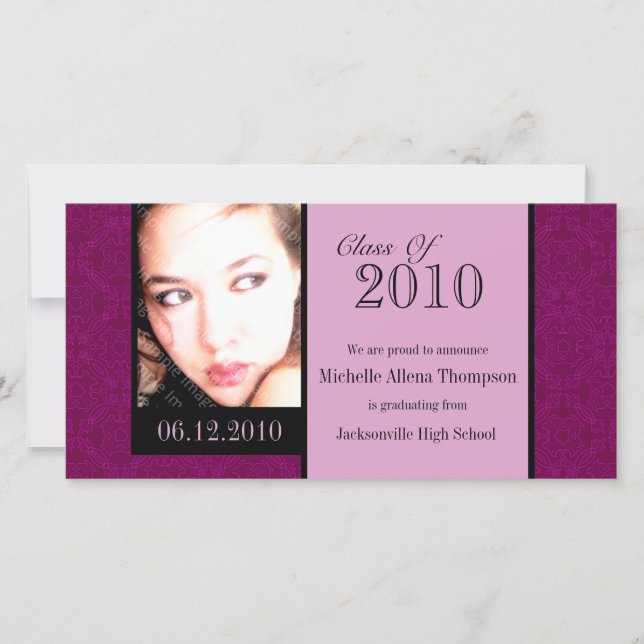 Royal Damask Graduation Announcement Photo Cards (Front)