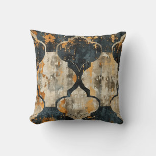Royal Damask Grunge Pattern In Earthy Colours Cushion