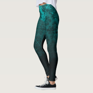 Royal Damask Turquoise design Leggings