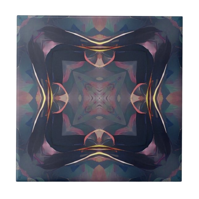 Royal dark fantasy geometric abstract art ceramic tile (Front)