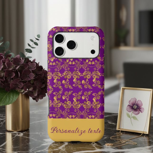 Royal Dark Plum & Damask Floral Printed Gold (Creator Uploaded)