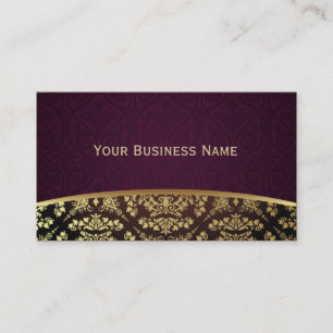 Royal Dark Purple & Gold Damask Business Card