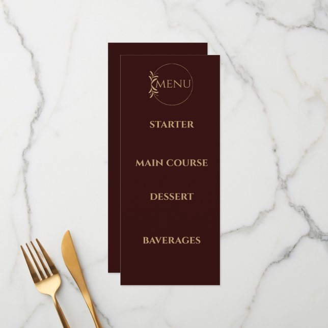 Royal Deep Burgundy wedding menu (Front/Back In Situ)