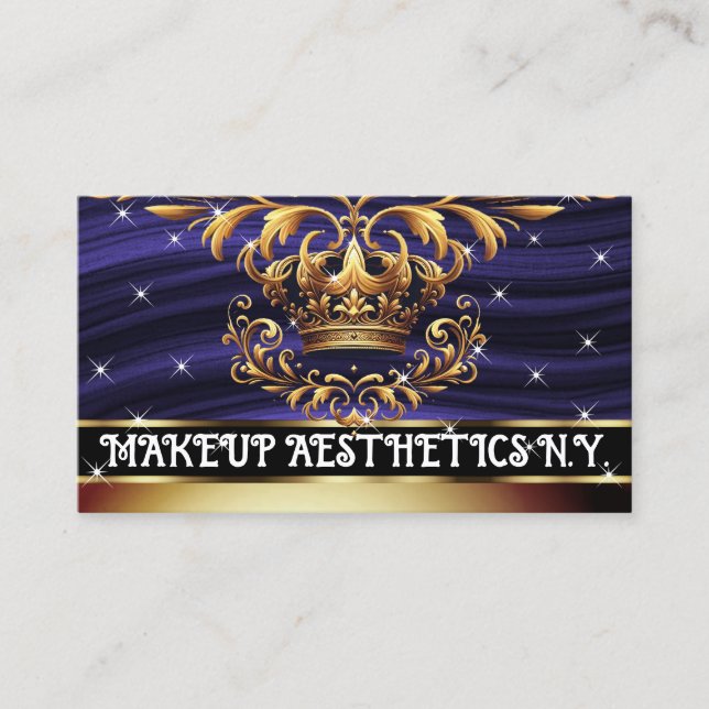Royal Deluxe Golden Crown Ornament Luxury Chic  Business Card (Front)