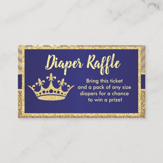 Royal Diaper Raffle Ticket for Baby Shower Enclosure Card (Front)