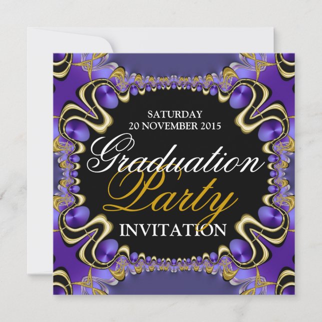 Royal Diva Purple Graduation Party Invitations (Front)