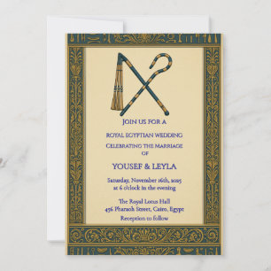Royal Egyptian Crook & Flail Gold Wedding  Invitation