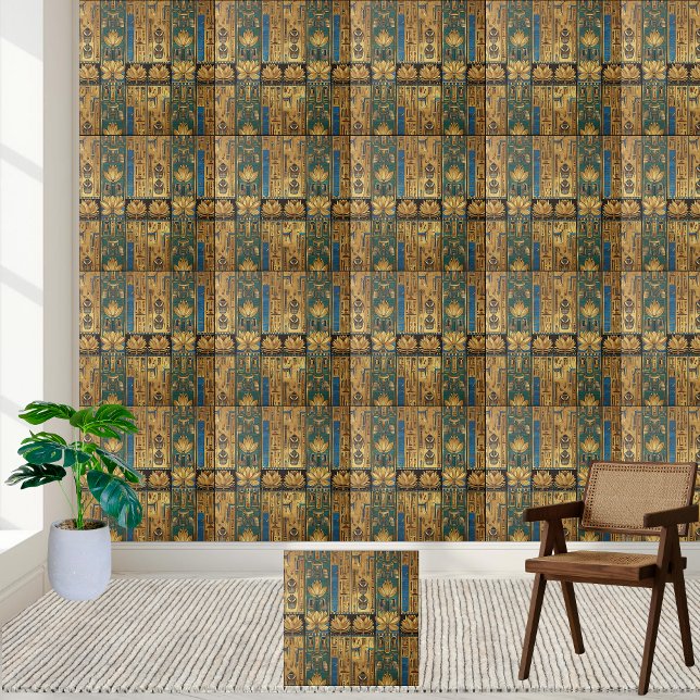 Royal Egyptian Lotus and Scarab Design Tile (Royal Egyptian Lotus and Scarab Design Tile)