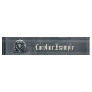 Royal elegance, a majestic gaze ornate lion's head nameplate