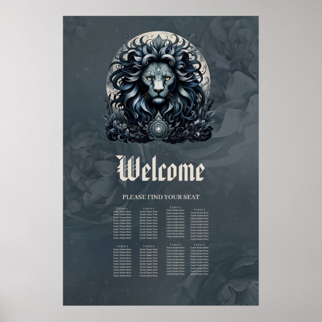 Royal elegance, a majestic gaze ornate lion's head poster (Front)