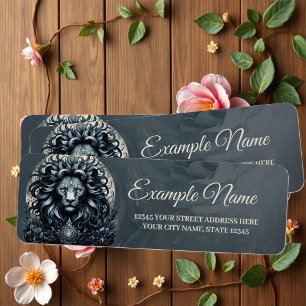 Royal elegance, a majestic gaze ornate lion's head return address label