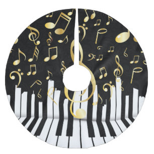 Royal elegant Music Note piano keys Brushed Polyester Tree Skirt