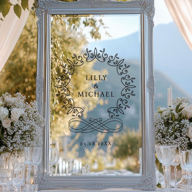 Royal, Elegant, Wedding (Customer specific, royal, elegant, wedding, window cling with your names and date.)