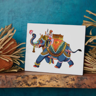 Royal Elephant's Journey: Indian Folkloric Design Plaque