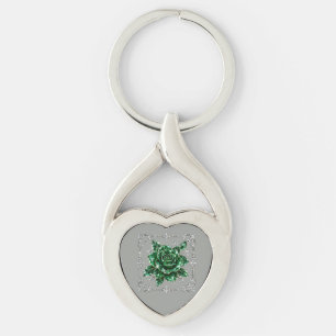 Royal Emerald Crystal Flower collection Key Ring
