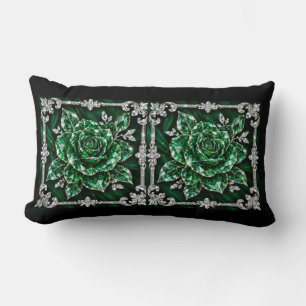 Royal Emerald Crystal Flower collection Lumbar Cushion
