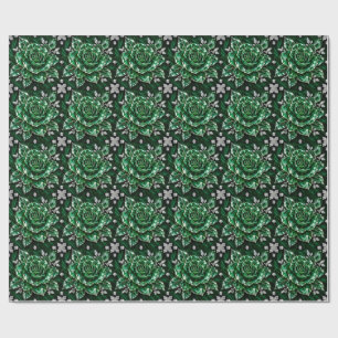 Royal Emerald Crystal Flower collection Wrapping Paper