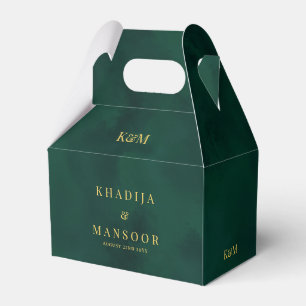Royal Emerald Green Monogram Wedding Thank You Favour Box