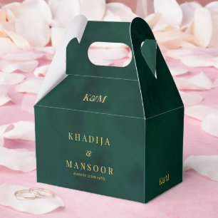 Royal Emerald Green Monogram Wedding Thank You Favour Box