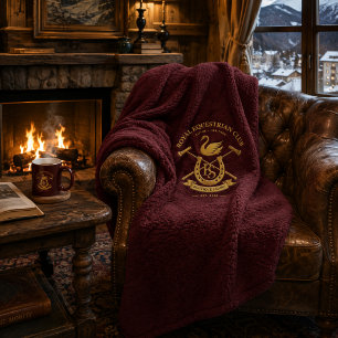 Royal Equestrian Club Burgundy Sherpa Blanket Ol