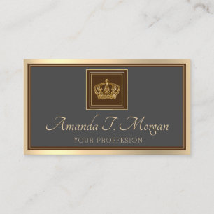 Royal Event Wedding Golden Crown Framed Gray VIP Business Card