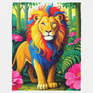 Royal Fairy Lion Big Cat Fleece Blanket
