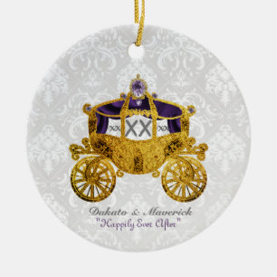 Royal Fairytale Coach Stickers Ceramic Ornament