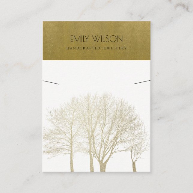ROYAL FAUX GOLD FALL TREE FOLIAGE NECKLACE DISPLAY BUSINESS CARD (Front)