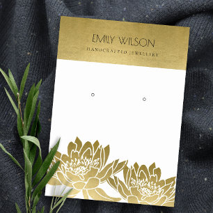 ROYAL FAUX GOLD LOTUS FLOWER EARRING DISPLAY BUSINESS CARD