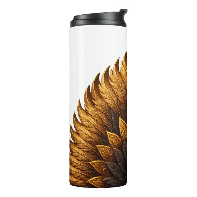 Royal Feather | Black & Gold   Thermal Tumbler (Rotated Left)