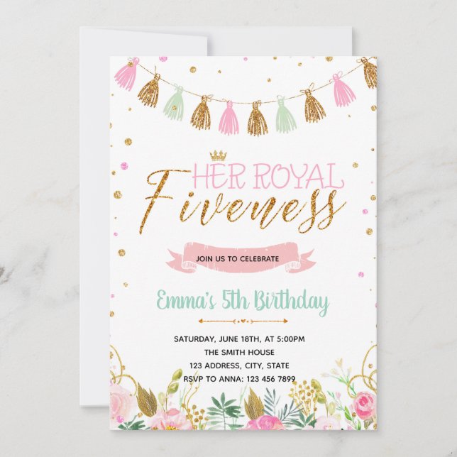 Royal fiveness birthday invitation (Front)