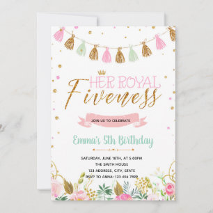 Royal fiveness birthday invitation