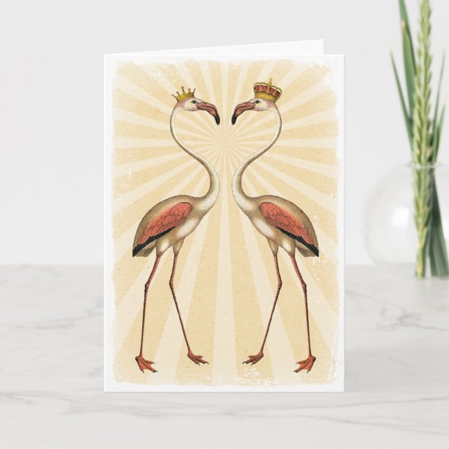 Royal Flamingos in Love Card (Front)