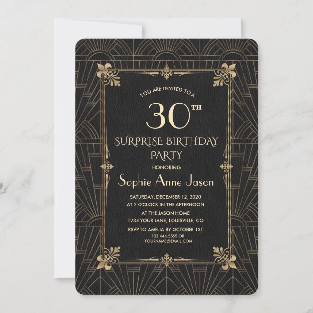Royal Fleur-de-Lis Art Deco 1920s Birthday Party Invitation (Front)
