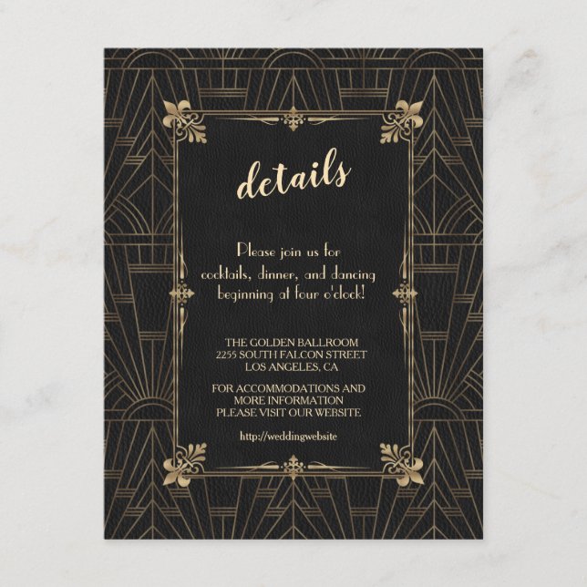 Royal Fleur-de-Lis Art Deco 1920s Wedding Enclosure Card (Front)
