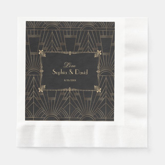 Royal Fleur-de-Lis Art Deco 1920s Wedding Napkin (Front)